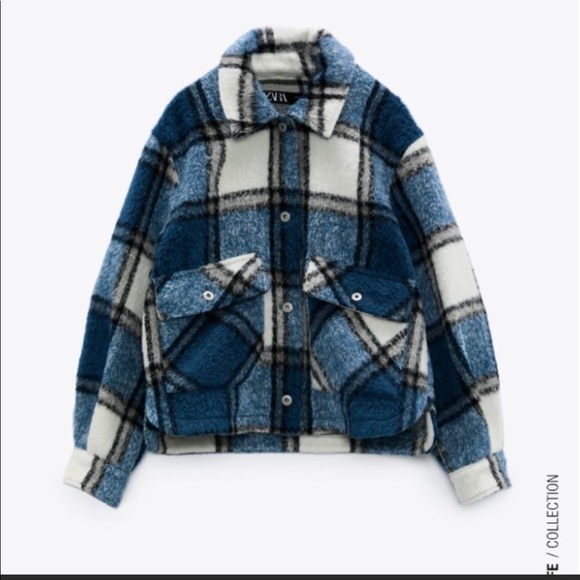 Zara Jackets & Coats Zara Cropped Plaid Overshirt Jacket Poshmark
